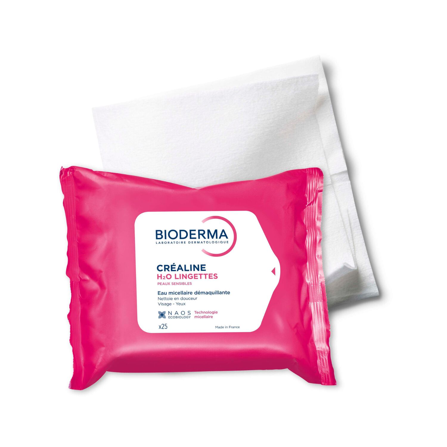 Créaline H2O - 25 Lingettes Démaquillantes - Peaux Sensibles