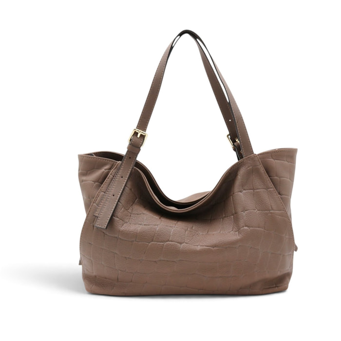 Borsa a Spalla Cheval Firenze Sarin Croc Taupe Scuro