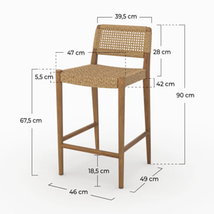Chaise pour îlot central de jardin 65 cm en teck vernis - Yaba