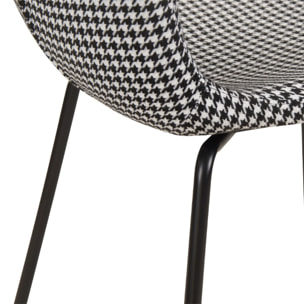 Lot de 2 chaises à motifs pied-de-poule et pieds en métal - Koko