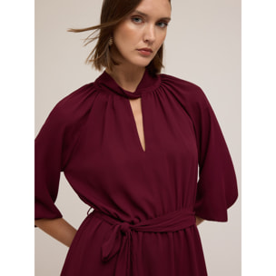 Motivi - Vestito fluido drappeggiato - Bordeaux