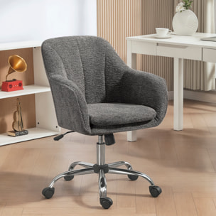 Chaise de bureau design bouclette gris piètement acier chromé