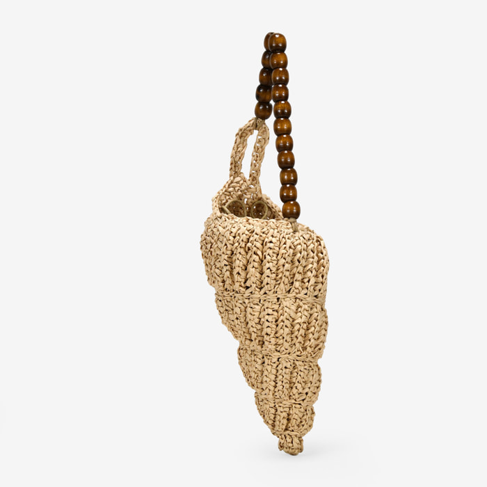Bolso concha en rafia tostada