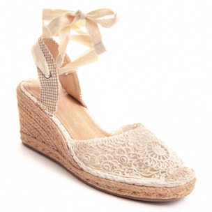 Alpargatas de Cuña - Beige - Altura: 7 cm