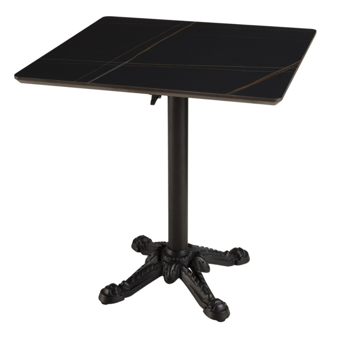 ICARE - Ensemble n°1: table bistrot 70x70cm pliable en céramique marbré noir