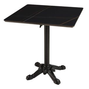 ICARE - Ensemble n°1: table bistrot 70x70cm pliable en céramique marbré noir