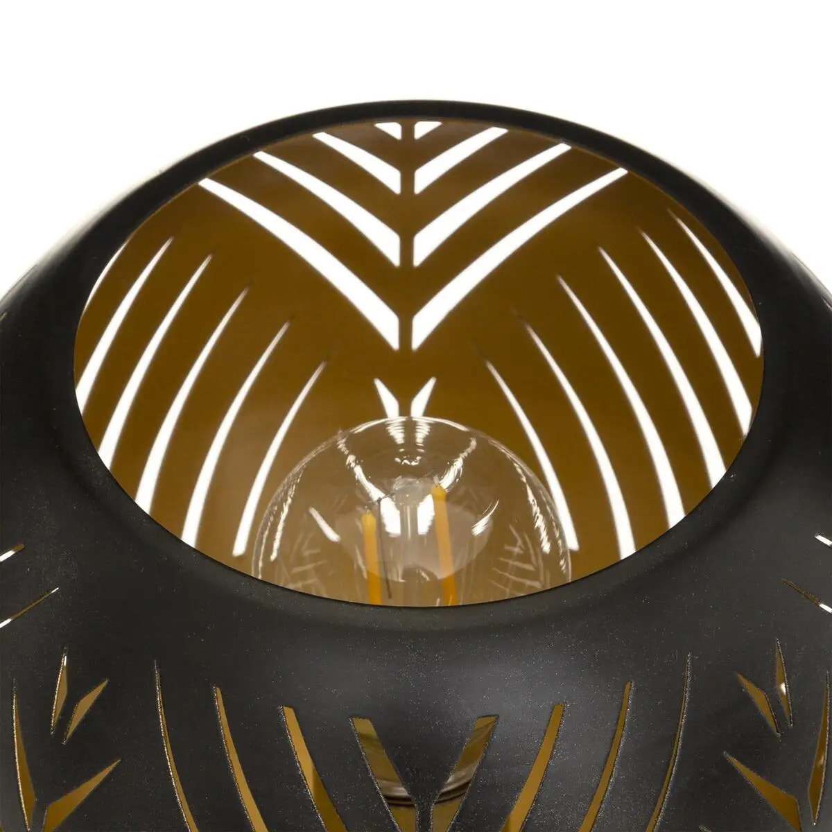 Photophore boule LED - métal & bois - noir D15 cm