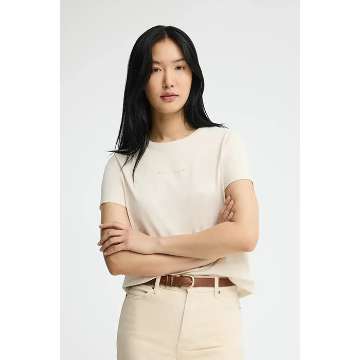 Maglietta ecrù a maniche corte e fit dritto con logo in gomma Polo Club