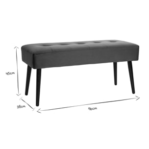 Banc design capitonné en tissu velours vert foncé et métal noir L96 cm GUESTA