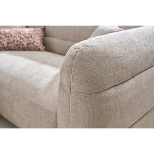 Canapé 3 places en tissu effet velours texturé beige JOYA