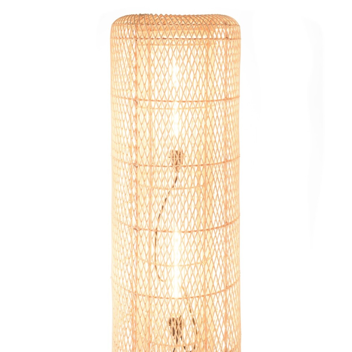 SIXTINE - Lampadaire 39x39cm rotin naturel pieds acier noir