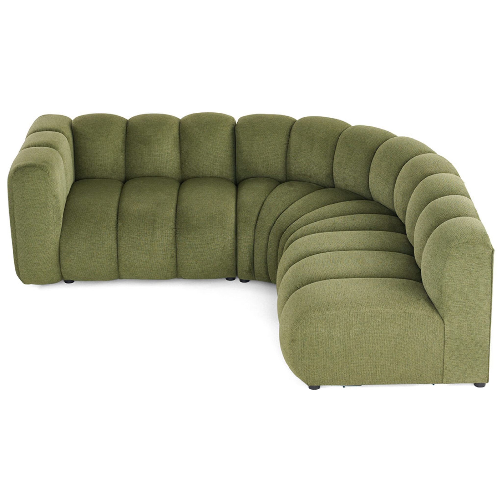 Debbie - canapé modulable d'angle droit 4 places avec accoudoir en tissu texturé - Vert