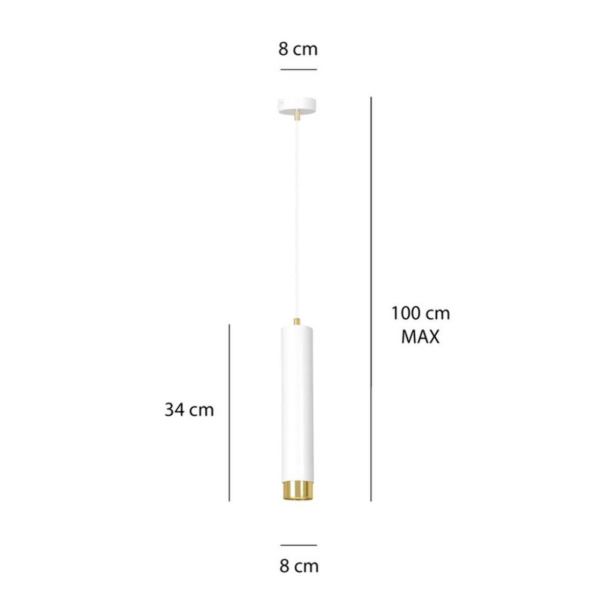 Lampada a sospensione Kibo in acciaio bianco e oro