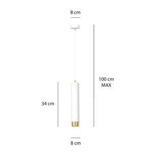 Lampada a sospensione Kibo in acciaio bianco e oro
