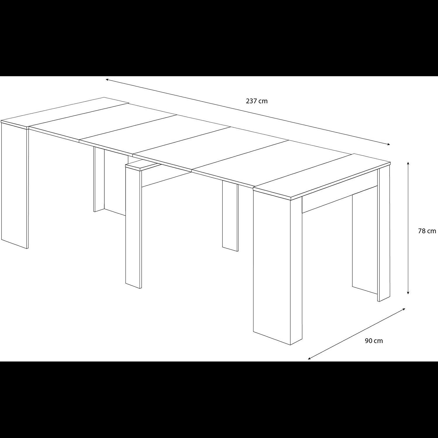 Tavolo Consolle Allungabile Oslo Fino A 2.37 Metri Tavolo 10 Posti Salvaspazio Design Moderno Consolle per Casa Ufficio 78 x 51 x 90 cm Grigio Cemento