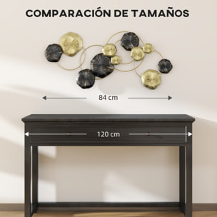 Decoración de Pared de Metal con Forma de Hoja de Loto, Adorno para Salón Moderno, Escultura de Pared para Decoración Hogar, Dormitorio, Oficina, 84x35 cm, Dorado y Negro