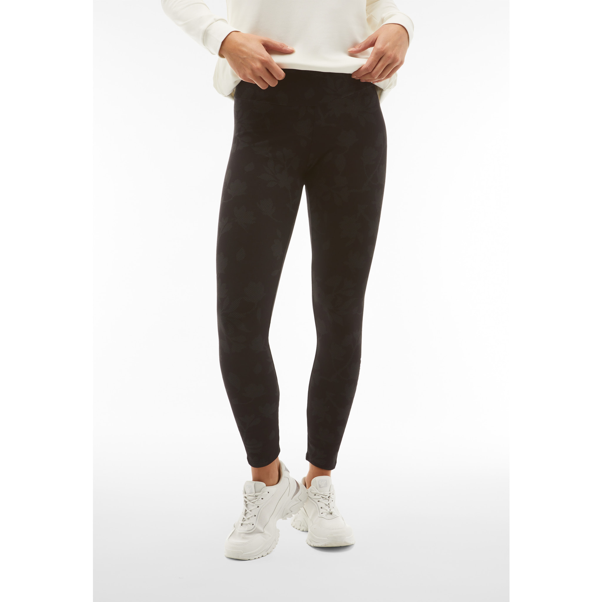 Leggings in felpa con stampa floreale in tono