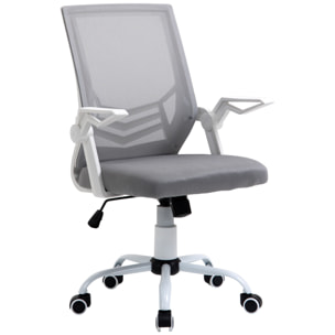 Vinsetto Silla de Oficina Ergonómica Silla Escritorio Giratoria con Altura Ajustable Reposabrazos Abatible Soporte Lumbar Transpirable para Adolescentes Adultos 62,5x55x94-104 cm Gris