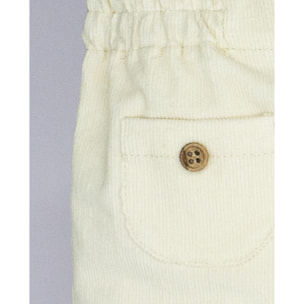 PANTALÓN GOMAS BAJO PANA BLANCO