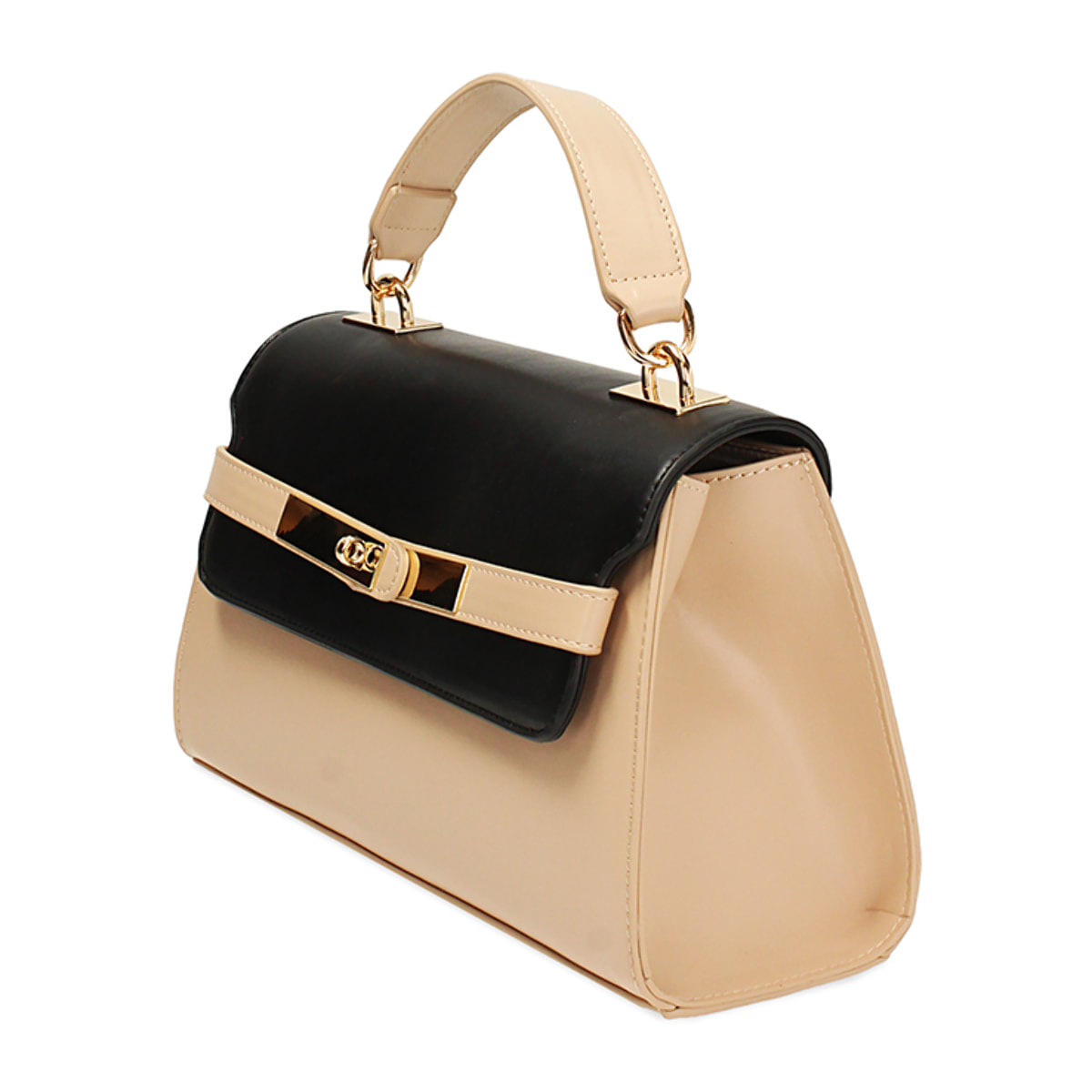 Borsa a mano donna beige-nera