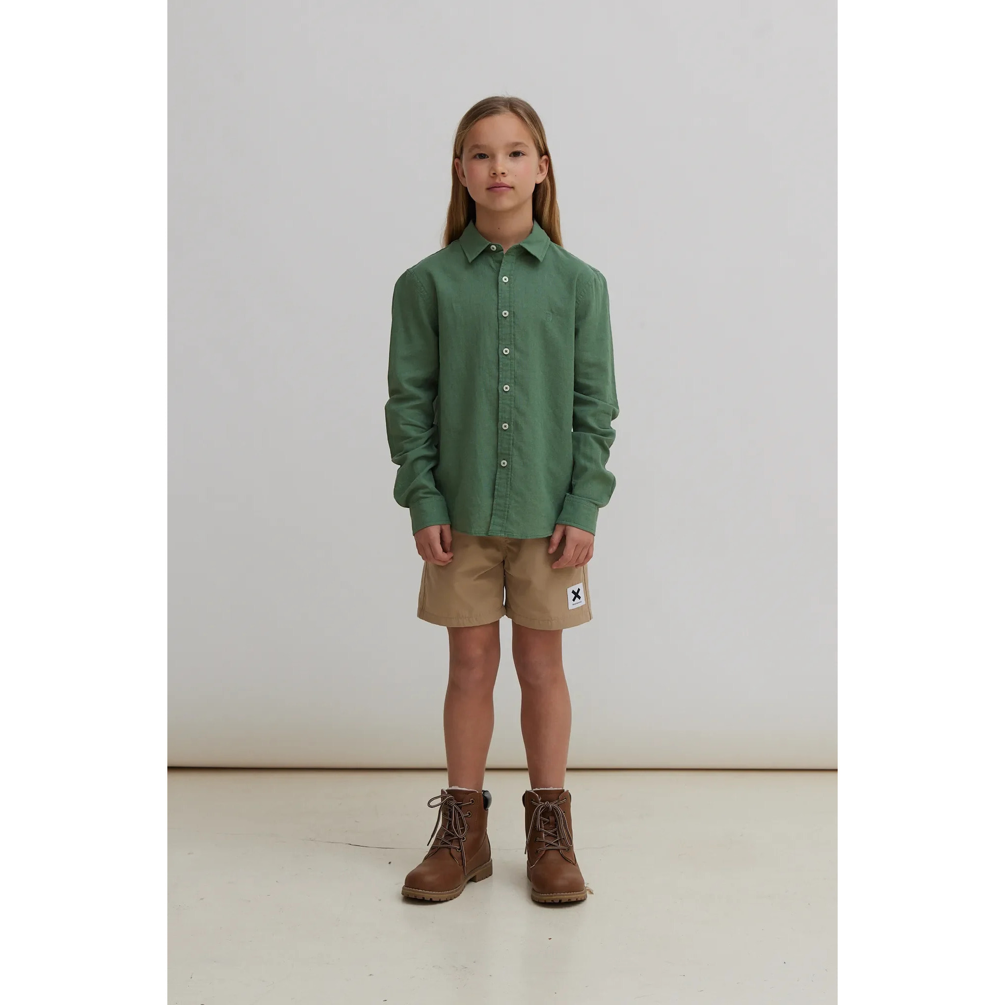 CAMISA KIDS DE LINO PINE GREEN