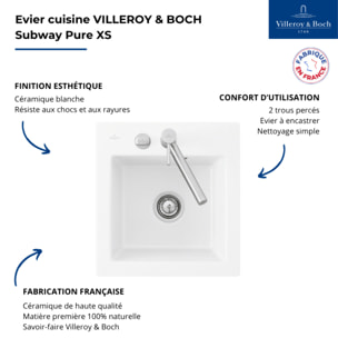 Evier 1 bac sans egouttoir Subway Pure XS 47,5 x 51 cm Blanc