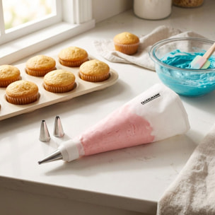 Poche à douille professionnelle réemployable et 3 douilles inox 28 cm FM Professional Pâtisserie