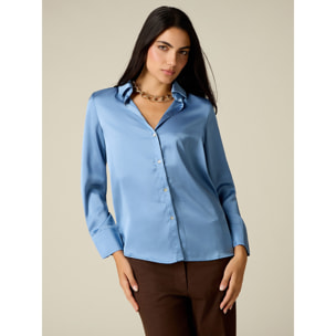 Oltre - Camicia in raso - Azzurro