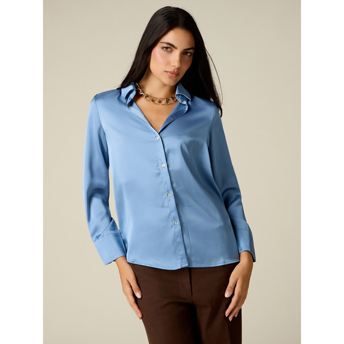 Oltre - Camicia in raso - Azzurro