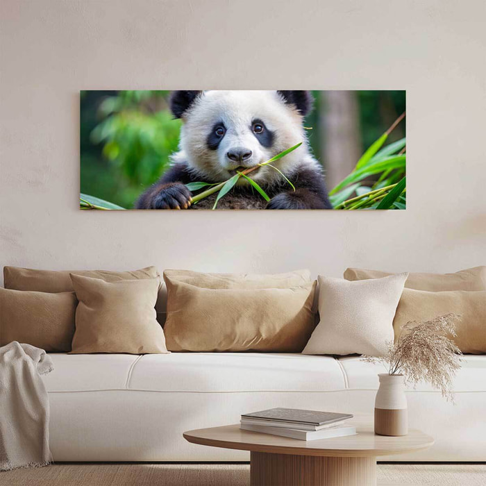Tableau panoramique panda nature bambou Toile imprimée