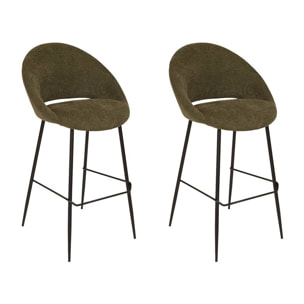 Lot de 2 Tabouret de bar Amago vert cèdre 54x52cm
