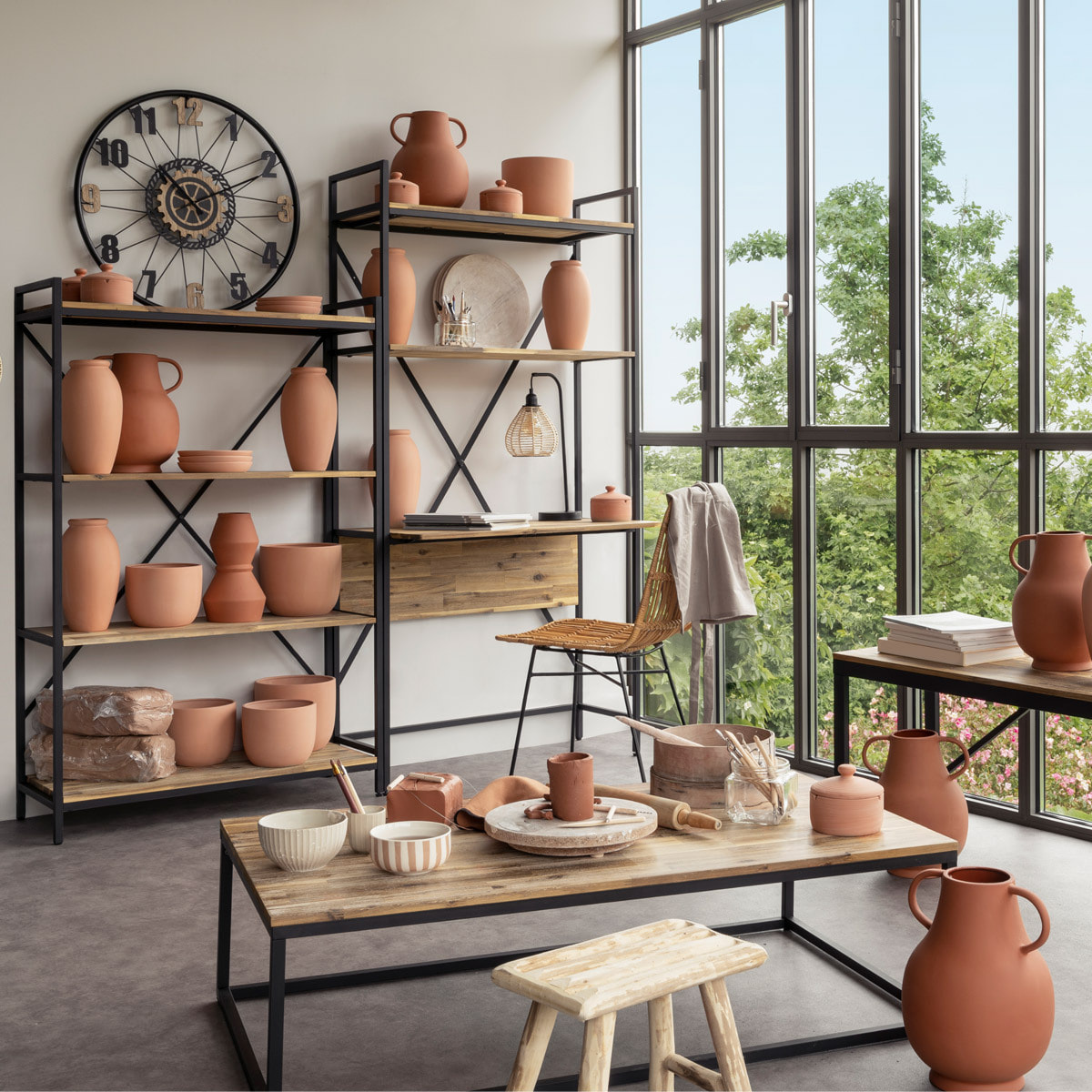Étagère "Edena" acacia et métal 90x141cm