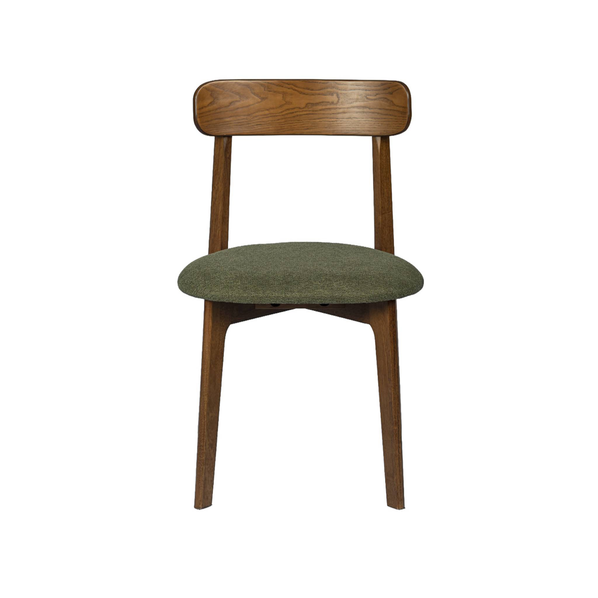 Chaise vintage bois d'hévéa teinte noyer et tissu texturé (lot de 2) VICTOIRE