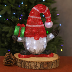 Gnomo navideño con 40 luces led con temporizador 35x15x40cm