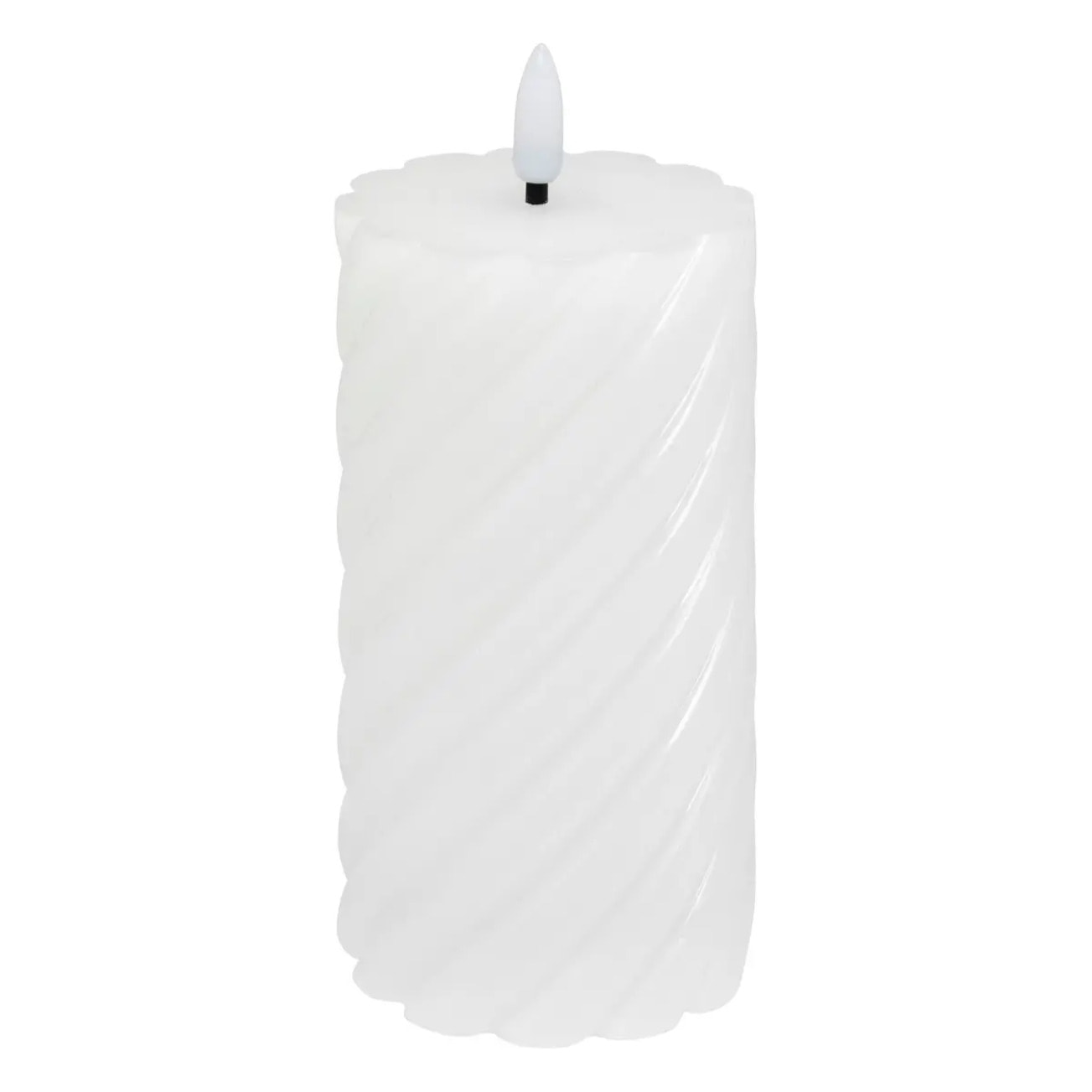 Bougie ronde LED twist Aloe 7x13cm blanc