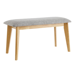 Banc scandinave en tissu gris clair et bois clair L92 cm ELION