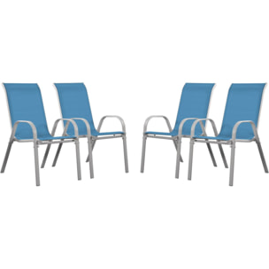 Fauteuil jardin Textilène "Cordoba" - Phoenix - Bleu - Lot de 4