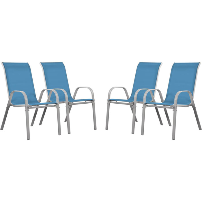 Fauteuil jardin Textilène "Cordoba" - Phoenix - Bleu - Lot de 4