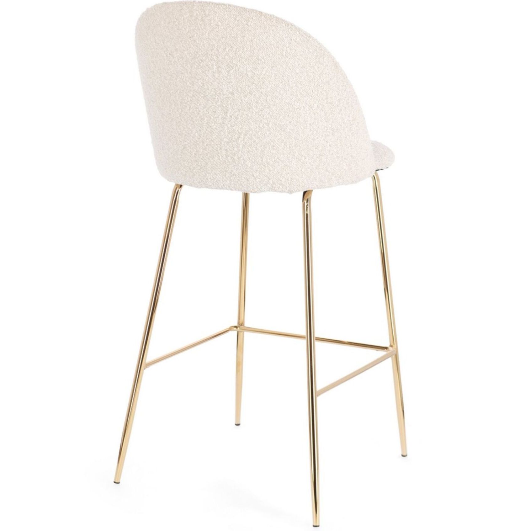 Set di sgabelli CARRY in tessuto avorio bouclé e gambe acciaio oro