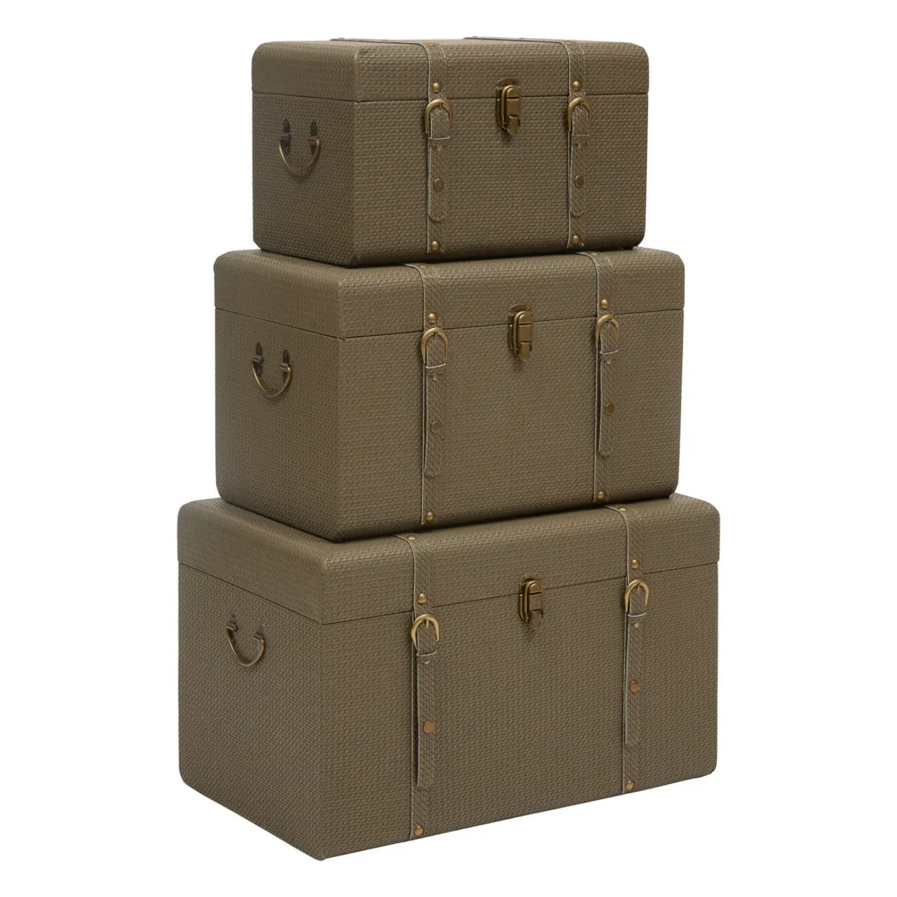 Lot de 3 malles rectangulaires Bonie vert kaki