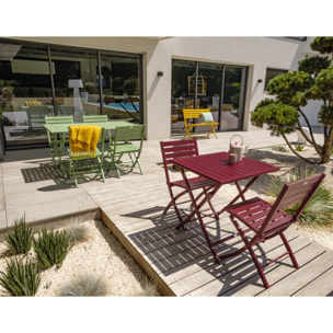 MARIUS - Chaise de jardin pliante en aluminium rouge carmin
