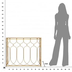 Console rettangolare, in metallo dorato, colore oro, Misure 41 x 78 x 96,5 cm
