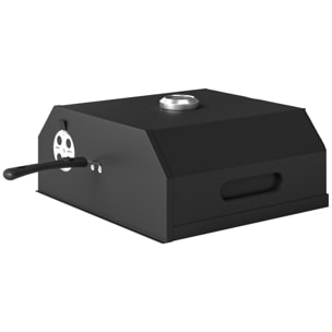 Four à pizza pour barbecue - thermomètre, pierre réfractaire - métal émaillé noir