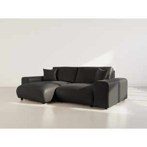 Garance - canapé d'angle réversible 4 places en simili - Noir