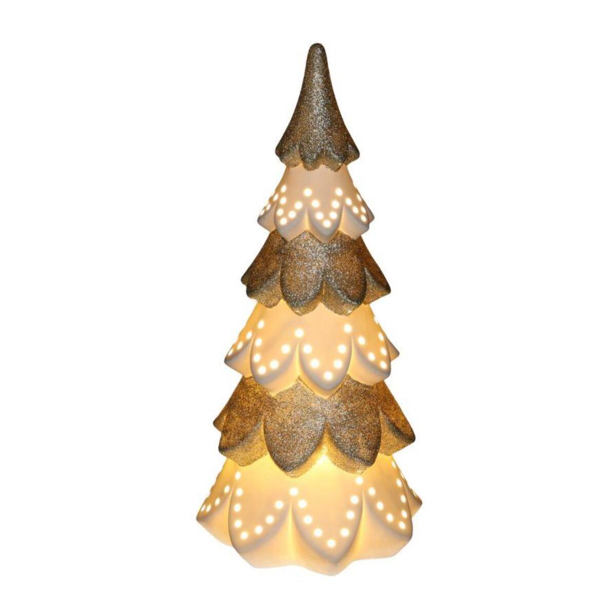 Albero in ceramica bianco oro con led cmø14h29