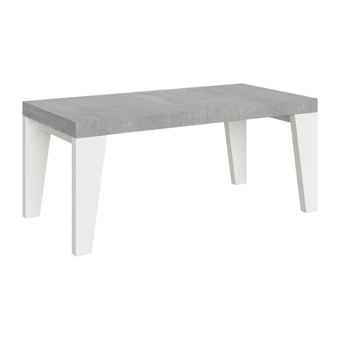 Mesa extensible 90x180/440 cm Naxy Mix tapa Cemento patas Fresno Blanco