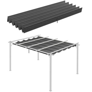 Toile de rechange pour pergola rétractable 4 x 3 m polyester haute densité 180 g/m² imperméabilisé gris