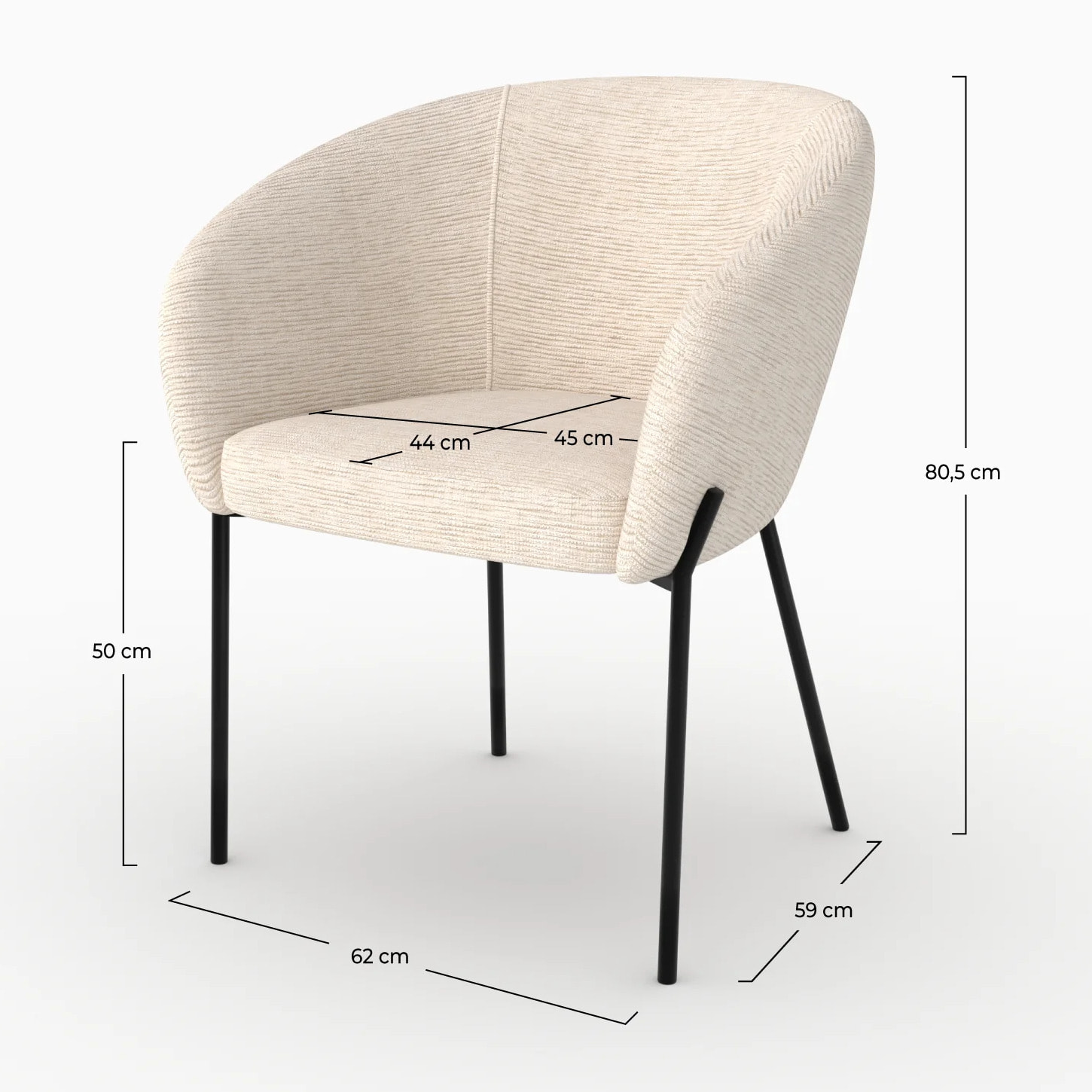 Chaise en tissu blanc chiné - Andy