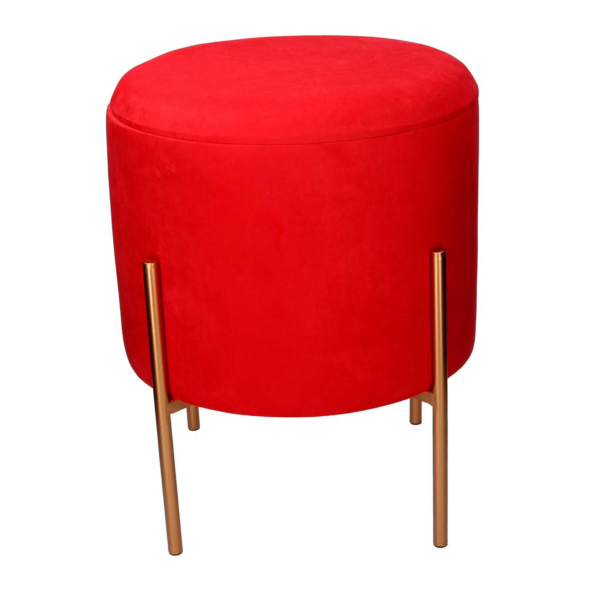 Pouf contenitore Vacchetti in tessuto rosso con gambe cm ø40h51