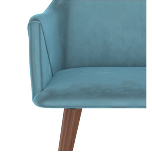 Lot de 2 chaises avec accoudoirs en velours bleu - Daisy